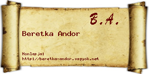 Beretka Andor névjegykártya