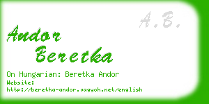 andor beretka business card